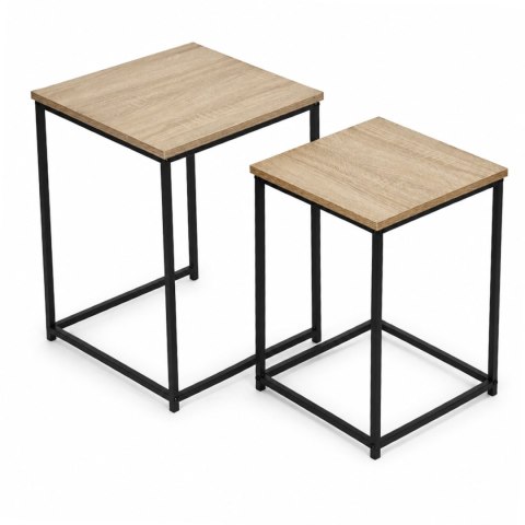Stoliki kawowe rozkładane kwadratowe zestaw 2w1 jasny dąb loftowe ModernHome ModernHome
