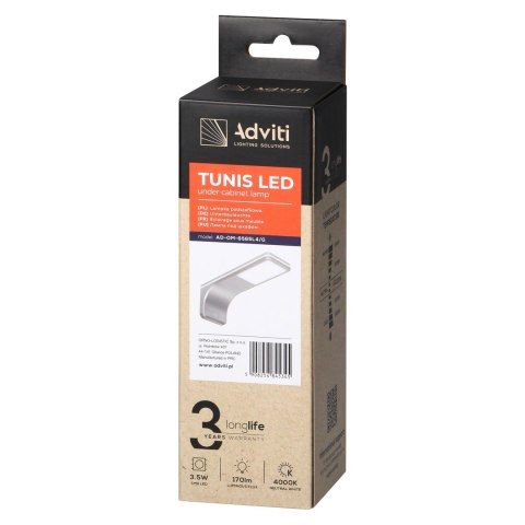 TUNIS lampka podszafkowa 3,5W, 170lm, 4000K, szara Orno