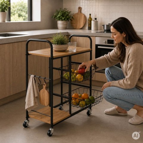 Regał na kółkach wózek kuchenny pomocnik wysuwane kosze ModenHome
