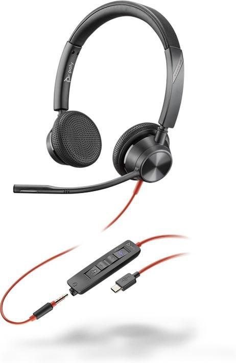 Słuchawki przewodowe POLY Blackwire 3325 Stereo Microsoft Teams Certified USB-C Headset 3.5mm Plug USB-C/A Adapter Przewodowa Op POLY