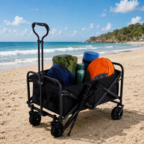 Wózek Ogrodowy Plażowy Transportowy Składany Czarny 120L LEAN
