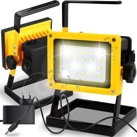 Halogen led roboczy budowlany akumulatorowy 30w przenośny mocny jasny kabel RTO