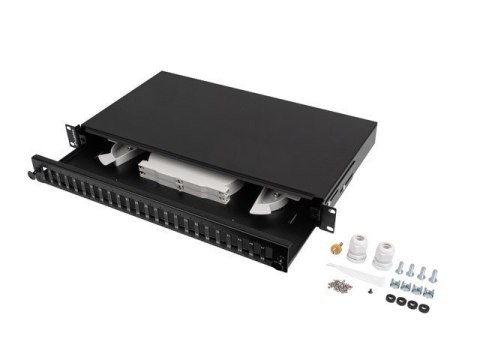 Przełącznica światłowodowa LANBERG 24xSC Duplex / 24xLC Quad Rack 19" 1U czarna + akcesoria Lanberg
