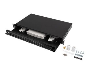 Przełącznica światłowodowa LANBERG 24xSC Duplex / 24xLC Quad Rack 19" 1U czarna + akcesoria Lanberg