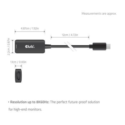 Club3D Adapter USB Typ C > HDMI 2.1 8K HDR10 DP1.4 St/Bu retail Club 3D