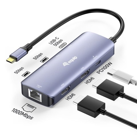 Equip 133501 stacja dokująca Przewodowa USB 3.2 Gen 1 (3.1 Gen 1) Type-C Szary EQUIP