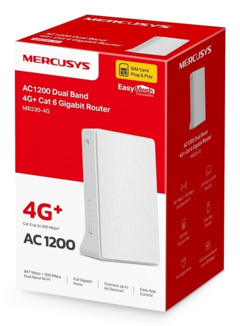 Mercusys MB230-4G router bezprzewodowy Gigabit Ethernet Dual-band (2.4 GHz/5 GHz) Biały MERCUSYS