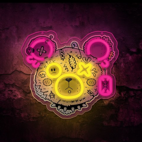 Neon art led punk miś róż-żółty fla01 forever light PLASTROL