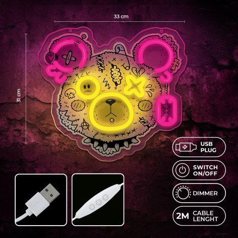 Neon art led punk miś róż-żółty fla01 forever light PLASTROL
