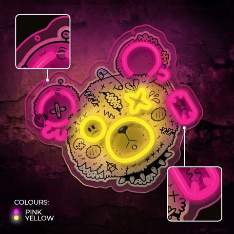Neon art led punk miś róż-żółty fla01 forever light PLASTROL