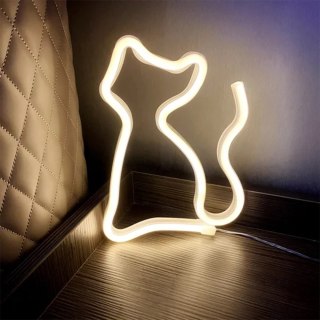Neon led kot ciepły biały bat + usb flneo3 forever light TelForceOne