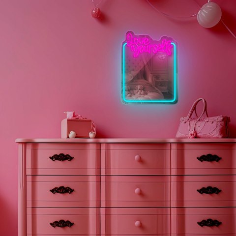 Neon mirror led love yourself błękit róż fmne01 forever light Forever Light