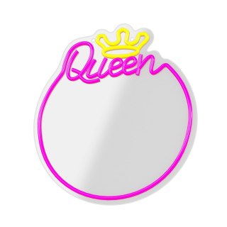 Neon mirror led queen ciepły biały róż fmne04 Forever Light