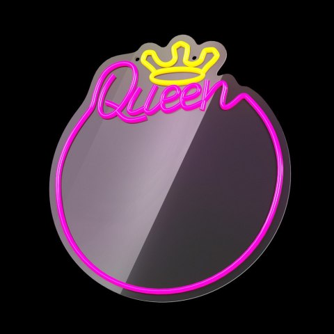 Neon mirror led queen ciepły biały róż fmne04 Forever Light