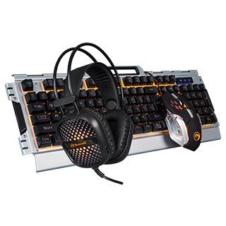 Marvo CM303 klawiatura Dołączona myszka Gaming USB Czarny, Srebrny No name