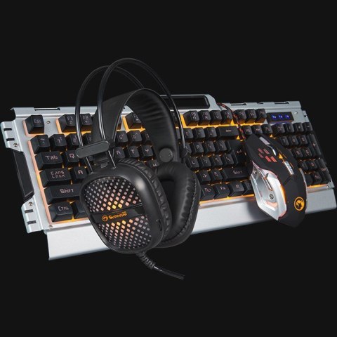 Marvo CM303 klawiatura Dołączona myszka Gaming USB Czarny, Srebrny No name