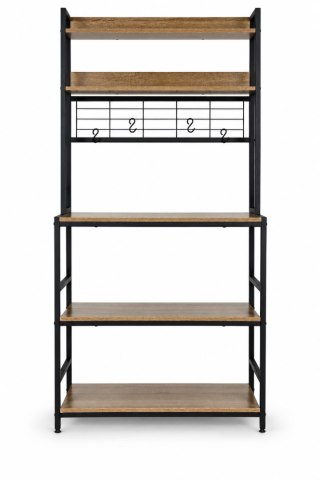 Regał kuchenny z półkamni stojak 84 cm 6 poziomów haczyki loft jasny dąb ModernHome