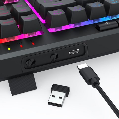 REDRAGON K516RGB-PRO SHIVA PRO 87 klawiatura USB + RF Wireless + Bluetooth Czarny REDRAGON