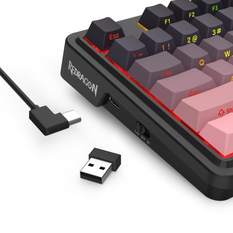 REDRAGON K728SP-RGB-PRO Antonium Pro klawiatura USB + RF Wireless + Bluetooth Czarny, Różowy REDRAGON