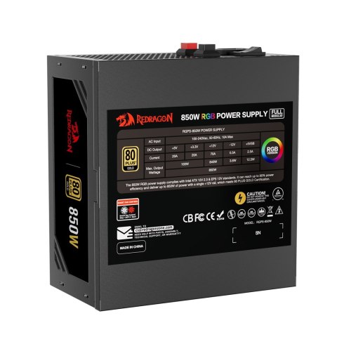 REDRAGON GC-PS007-1-V2 850W 80 Plus Gold LED moduł zasilaczy Czarny REDRAGON