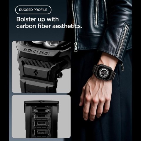 Spigen Rugged Armor Pro - Pasek z obudową do Apple Watch 12 46 mm (Matte Black) Spigen