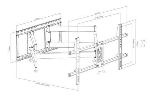 UCHWYT DO TV LED/LCD 42-90" 80KG AR-103 reg. pion/poziom 65-1100mm maxVESA 800x400 ART