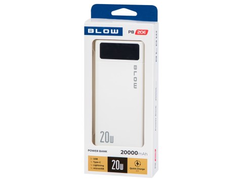 81-148# Power bank 20000mah qc+pd 20w + lightning pb20e biały Blow