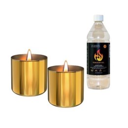Tenderflame Gift Set, 2 Tabletop burners + 0,5 L fuel, Lilly 8 cm Gold