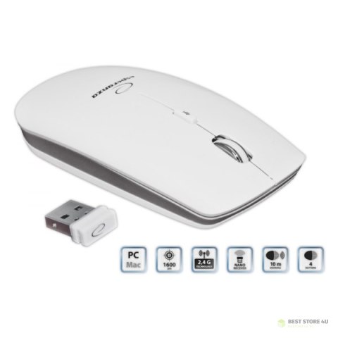 EM120W Mysz bezprzewodowa 2.4GHz 4D optyczna USB Saturn biała EM120W Mysz bezprzewodowa 2.4GHz 4D optyczna USB Saturn biała
