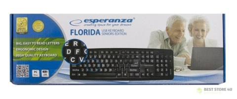 EK129 Klawiatura przewodowa standardowa z dużym nadrukiem USB Florida EK129 Klawiatura przewodowa standardowa z dużym nadrukiem USB Florida