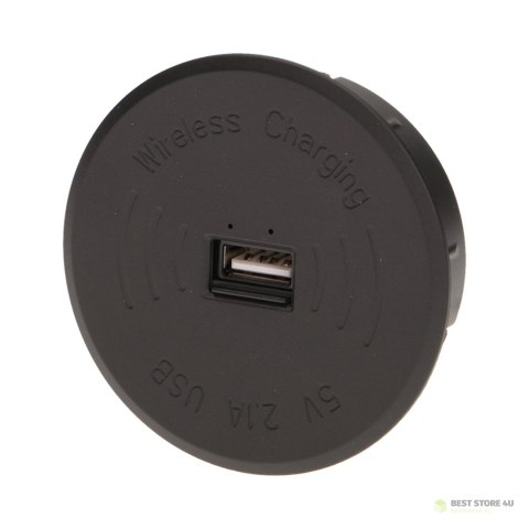 Bezprzewodowa ładowarka indukcyjna z dodatkowym portem USB, czarna Bezprzewodowa ładowarka indukcyjna z dodatkowym portem USB, czarna
