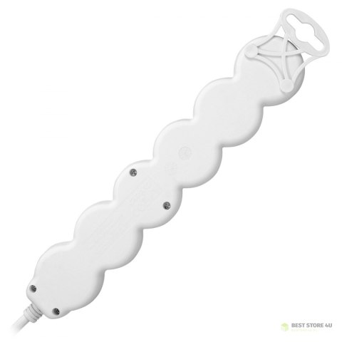 Przedłużacz 5-krotny 2P+Z (schuko), z wyłącznikiem, 3m H05VV-F 3x1,0mm?, Imax=10A, biały Przedłużacz 5-krotny 2P+Z (schuko), z wyłącznikiem, 3m H05VV-F 3x1,0mm?, Imax=10A, biały