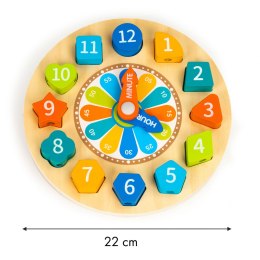Drewniany zegar sorter edukacyjny 3w1 świecący