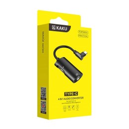 Adapter 4w1 Audio Konwerter USB-C na minijack 3,5mm + USB-C Przejściówka KAKU (KSC-377) czarny
