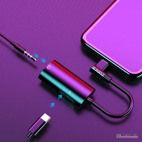 Adapter 4w1 Audio Konwerter USB-C na minijack 3,5mm + USB-C Przejściówka KAKU (KSC-377) czarny Adapter 4w1 Audio Konwerter USB-C na minijack 3,5mm + USB-C Przejściówka KAKU (KSC-377) czarny