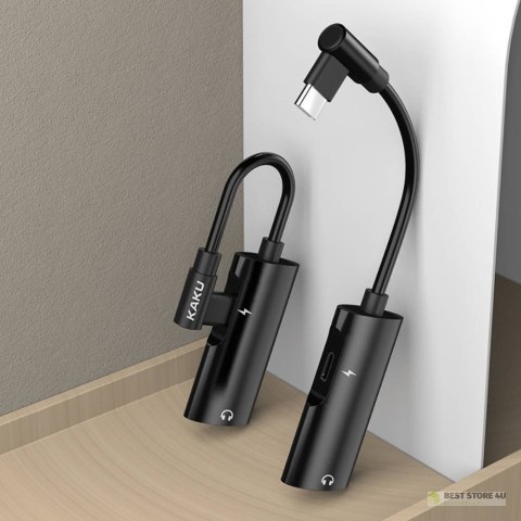 Adapter 4w1 Audio Konwerter USB-C na minijack 3,5mm + USB-C Przejściówka KAKU (KSC-377) czarny Adapter 4w1 Audio Konwerter USB-C na minijack 3,5mm + USB-C Przejściówka KAKU (KSC-377) czarny