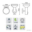 Kinkiet Maclean, Solarny LED z czujnikiem, 3 tryby świecenia, C/M - chrom matt, IP44, Bateria Li-ion 18650, 3.7V, 1200 mAh, MCE4