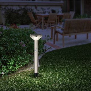 Lampa LED Maclean, Solarna z czujnikiem, 3 tryby świecenia, Wbijana, Bateria Li-ion 18650, IP44, 3,7V, 1200 mAh, Chrom matt, MCE
