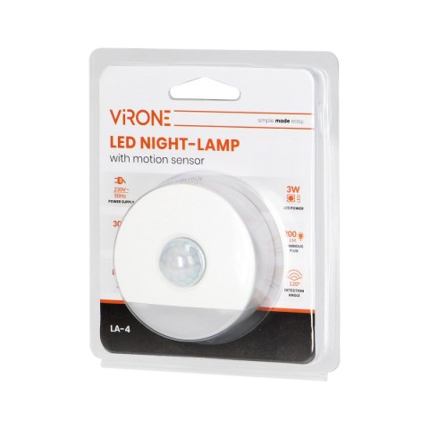 Lampka nocna LED z czujnikiem ruchu, z funkcją korytarzową 0,2W/3W, 200lm