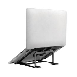 Aluminiowa ultra cienka składana podstawka pod laptopa Ergo Office, czarna, pasuje do laptopów 11-15'', ER-416 B