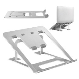 Aluminiowa ultra cienka składana podstawka pod laptopa Ergo Office, srebrna, pasuje do laptopów 11-15'', ER-416