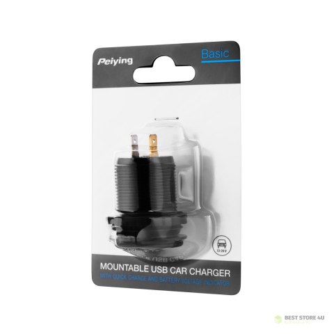 Ładowarka samochodowa 2xUSB z funkcją Quick Charge i miernikiem napięcia Ładowarka samochodowa 2xUSB z funkcją Quick Charge i miernikiem napięcia