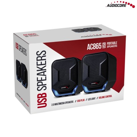 Głośniki komputerowe 6W USB Blue&Black Audiocore AC865 B