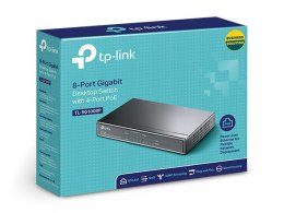 TP-LINK Switch TL-SG1008P Unmanaged, Desktop, 1 Gbps (RJ-45) ports quantity 8, PoE ports quantity 4, Power supply type External