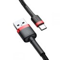 Nylonowy kabel przewód USB TYP C Szybkie Ładowanie Quick Charge 3.0 2A 2M czerwony+czarny Baseus CATKLF-C91