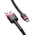 Kabel Micro USB 1,5A 2m Nylonowy Przewód Baseus Cafule (CAMKLF-C91) czerwony + czarny