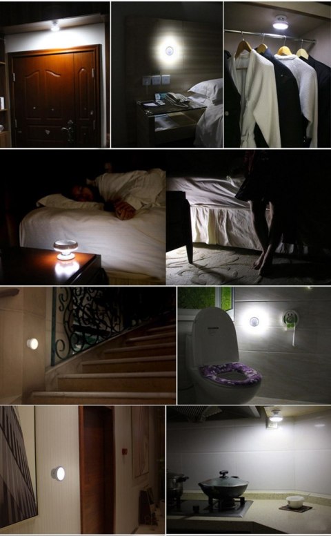 Lampa LED z sensorem ruchu Maclean, magnes, tylne podświetlenie, tryby świecenia: ciągły, czujnik PIR, 3xAAA, MCE223