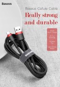 Nylonowy kabel przewód USB TYP C 3A 0.5M Szybkie Ładowanie Quick Charge 3.0 czerwono-czarny Baseus CATKLF-A91