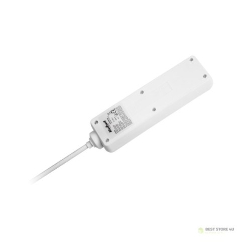 Przedłużacz biały Rebel z przełącznikiem 3 gniazda - 5m (1,5mm) Przedłużacz biały Rebel z przełącznikiem 3 gniazda - 5m (1,5mm)