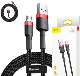 Nylonowy kabel przewód Micro USB 2.4A 1M Szybkie Ładowanie Quick Charge 3.0 czerwono-czarny Baseus CAMKLF-B91